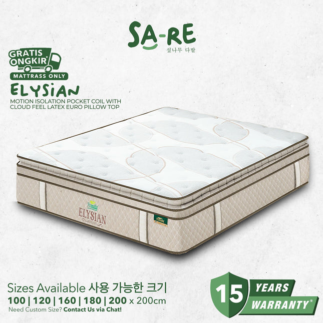 PROCELLA - ELYSIAN Kasur Pocket Spring Bed Euro Pillow Top Latex