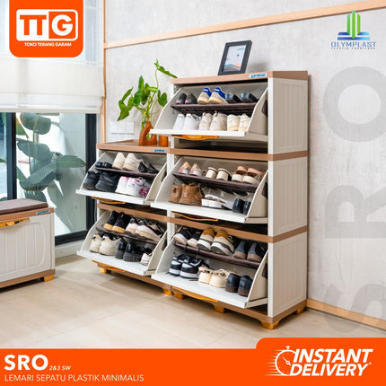 OLYMPLAST - SRO SW Rak Sepatu Plastik Minimalis Tarik 2 & 3 Susun