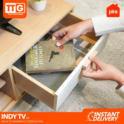 PIRA OX - INDY TV120 Meja / Rak TV  Dengan 2 Laci & Kaca 120 cm