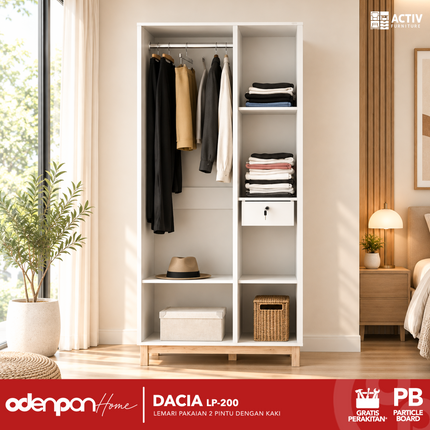 ACTIV CREATIV - DACIA LP 200 Lemari Pakaian / Baju 2 Pintu Dengan Kaki