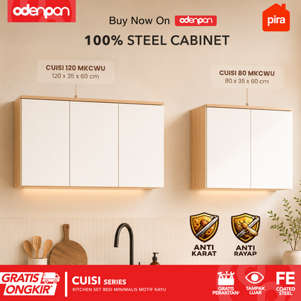 PIRA - CUISI MKCWU Kitchen Set Atas Besi Minimalis Motif Kayu