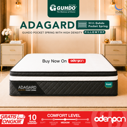 GUHDO - ADAGARD PILLOW TOP Kasur Spring Bed Pocket Coil Dengan Plush Pillow Top