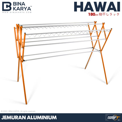 BINA KARYA - HAWAI Jemuran Aluminium 9 Palang Minimalis 180 cm