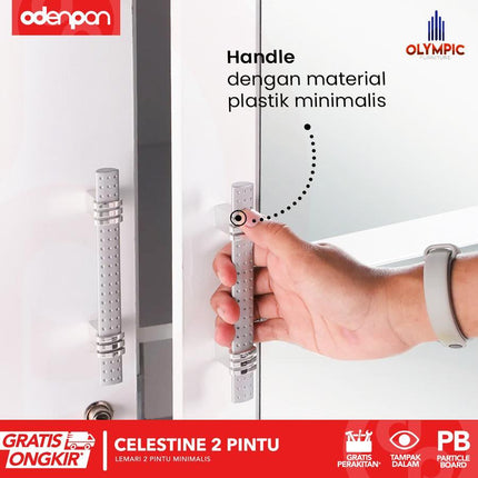 OLYMPIC - CELESTINE 2P Lemari Pakaian / Baju 2 Pintu Dengan Cermin