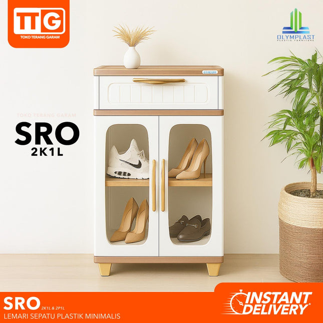 OLYMPLAST - SRO Rak Sepatu Plastik Minimalis Dengan Pintu