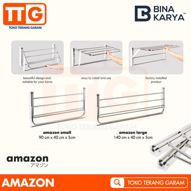 BINA KARYA - AMAZON Jemuran Dinding Lipat 6 Palang
