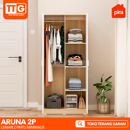 PIRA OX - ARUNA 2P Lemari Pakaian / Baju 2 Pintu Minimalis 2 Gantungan