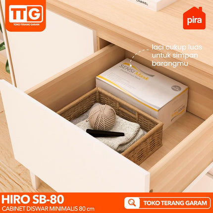 PIRA OX - HIRO SB80 Lemari Laci Cabinet Drawer Bufet Minimalis 1 Pintu 3 Laci Susun 80 cm
