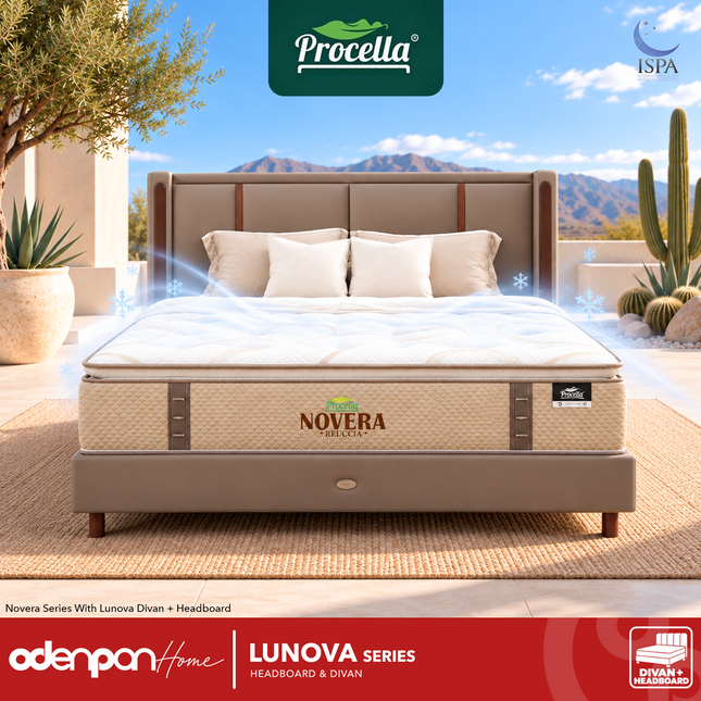 PROCELLA - LUNOVA Set Divan & Headboard Kasur Kulit Premium