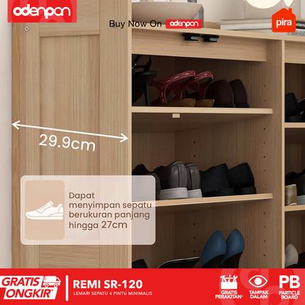 PIRA - REMI SR 120 Lemari / Rak Sepatu Besi Minimalis 4 Pintu