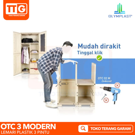 OLYMPLAST - OTC 3PL MODERN Lemari Pakaian Plastik 3 Pintu