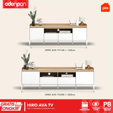 PIRA OX - HIRO AVA TV Meja / Rak TV Dengan Kaki 160 / 200 cm