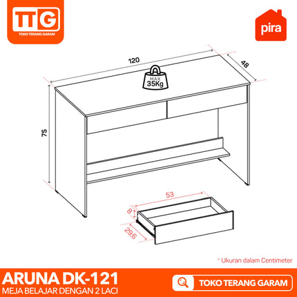 PIRA OX - ARUNA DK 121 Meja Belajar / Kerja / Kantor Dengan Laci 120 cm