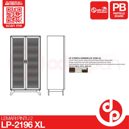 GRAVER - LP 2196 JL Lemari Pakaian / Baju 2 Pintu Jumbo