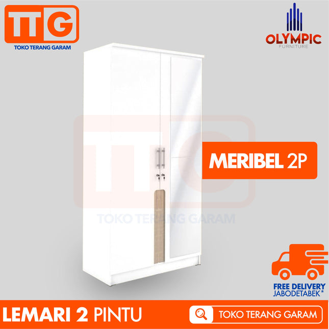 OLYMPIC - MERIBEL 2P Lemari Pakaian / Baju 2 Pintu Jumbo Dengan Cermin