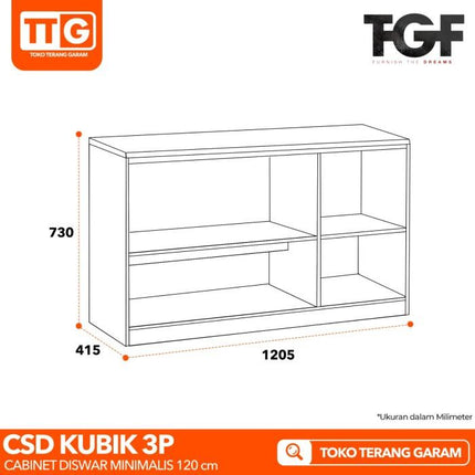 TGF - CSD KUBIK 120 Cabinet / Bufet Serbaguna Minimalis 3 Pintu