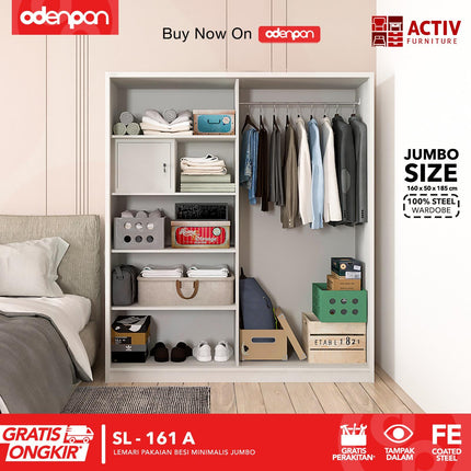 ACTIV FORTE - SL 161 A Lemari Pakaian / Baju 2 Pintu Besi Sliding Jumbo Pintu Sliding