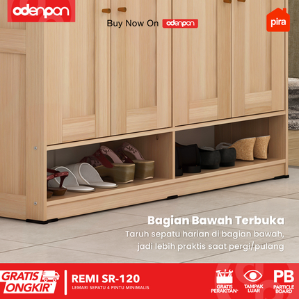 PIRA - REMI SR 120 Lemari / Rak Sepatu Besi Minimalis 4 Pintu