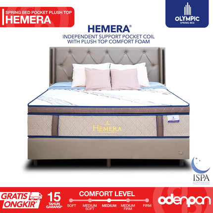 OLYMPIC - SET HEMERA Kasur Pocket Spring Bed Mattress Garansi Plush Top