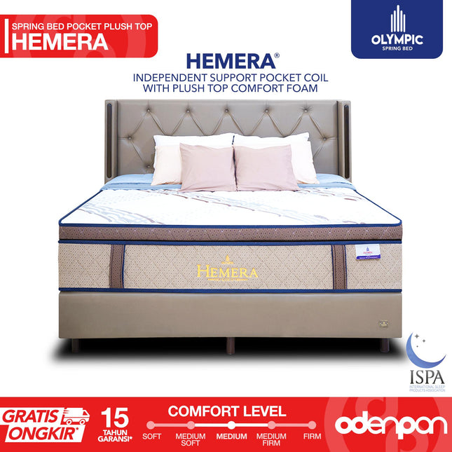 OLYMPIC - SET HEMERA Kasur Pocket Spring Bed Mattress Garansi Plush Top