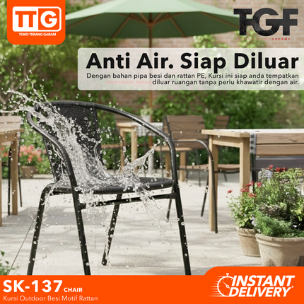 WLS - SK 137 CHAIR Kursi Taman Besi Rattan Minimalis