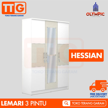 OLYMPIC - HESSIAN 3P Lemari Pakaian / Baju 3 Pintu Dengan Cermin