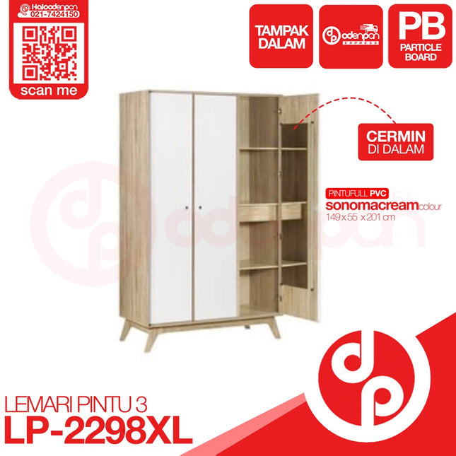 GRAVER - LP 2298 XL Lemari Pakaian / Baju 3 Pintu Jumbo