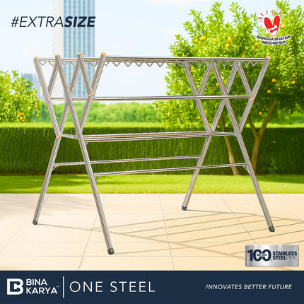 BINA KARYA - ONE STEEL Jemuran Stainless Steel Extra Jumbo 11 Palang 200 cm