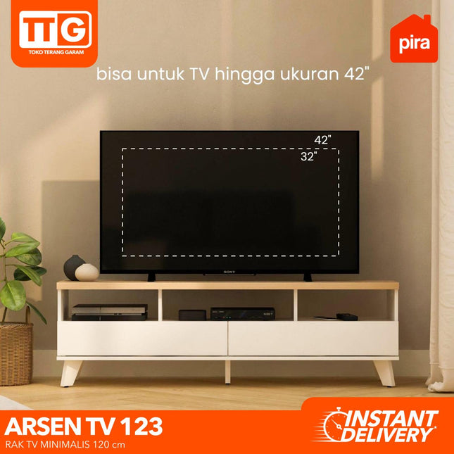 PIRA - ARSEN TV 123 Meja / Rak TV Dengan 2 Laci & Kaki 120 cm