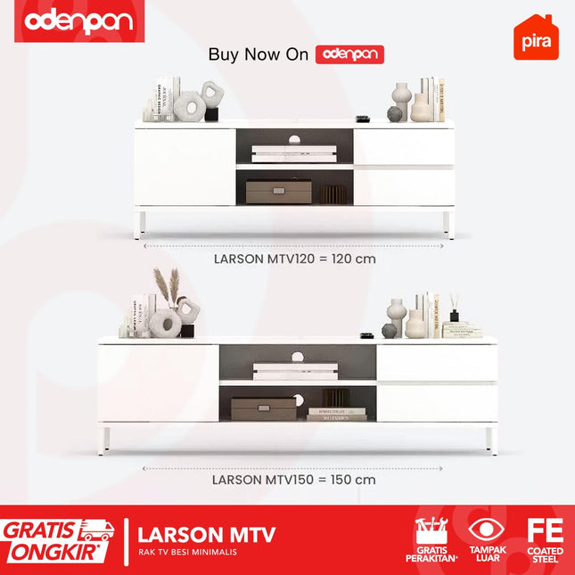 PIRA - LARSON MTV Meja / Rak TV Besi Minimalis Dengan  2 Laci 120 / 150 cm