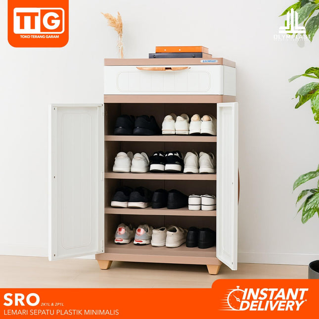 OLYMPLAST - SRO Rak Sepatu Plastik Minimalis Dengan Pintu