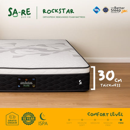 ELITE SERENITY - SET ROCKSTAR Kasur Busa Orthopedic Rebounded Foam Plush Top Kain Knitting