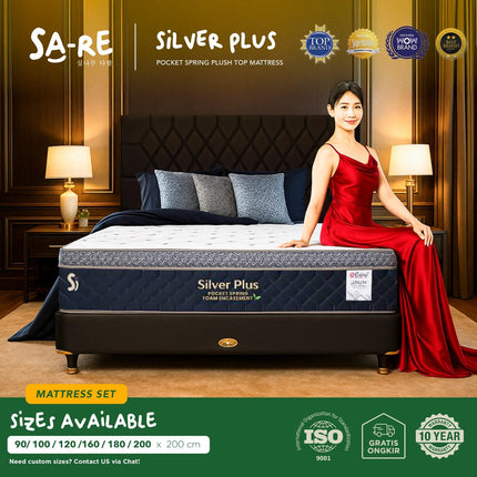 CENTRAL - SILVER PLUS Kasur Spring Bed Pocket Spring Plush Top Dengan Foam Encasement