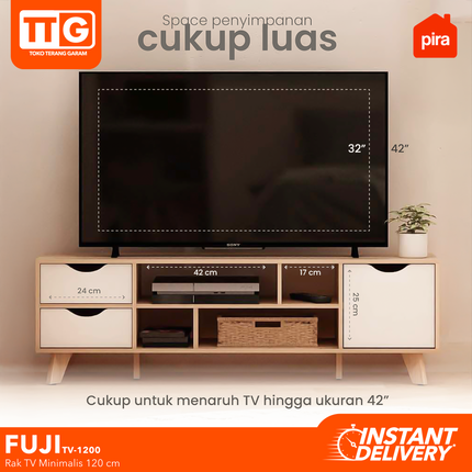 PIRA  OX - FUJI TV 1200 Meja / Rak TV  Dengan Pintu & Laci 120 cm