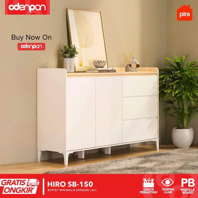 PIRA OX - HIRO SB150 Lemari Laci Cabinet Drawer Bufet Minimalis 2 Pintu 3 Laci Susun 150 cm