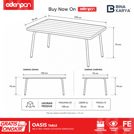BINA KARYA - OASIS TABLE Meja Taman Besi Outdoor Serbaguna