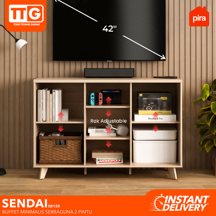 PIRA  - SENDAI SB 120 Lemari Laci Cabinet Drawer Bufet Minimalis 2 Pintu 120 cm
