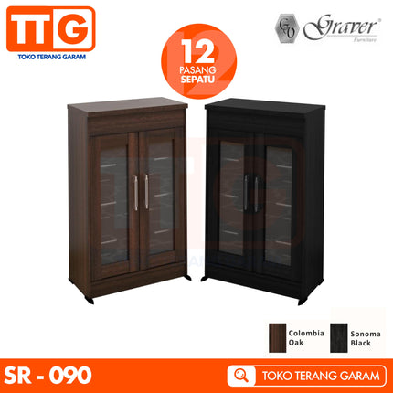 GRAVER - SR 90 Lemari / Rak Sepatu Pintu Kaca 90 cm