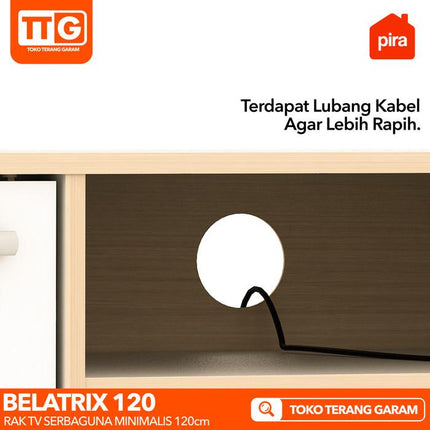 PIRA OX - BELATRIX TV 120 Meja / Rak TV Dengan 2 Pintu & Laci 120 cm