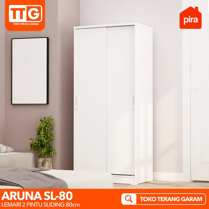 PIRA OX - ARUNA SL 80 Lemari Pakaian / Baju 2 Pintu Sliding 2 Gantungan 80 cm