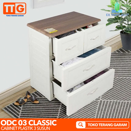 OLYMPLAST - ODC 03 CB Classic Drawer Cabinet Plastik Laci 3 Susun