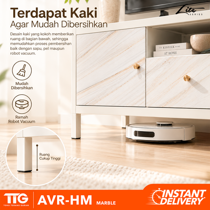 AVERY - HM TV MARBLE 1 Rak TV Besi Minimalis Dengan Motif Marble