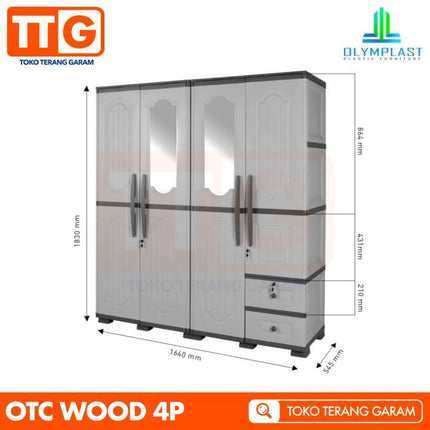 OLYMPLAST - OTC 4PL WOOD Lemari Pakaian Plastik 4 Pintu