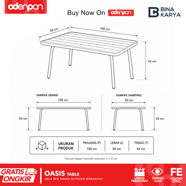 BINA KARYA - OASIS TABLE Meja Taman Besi Outdoor Serbaguna