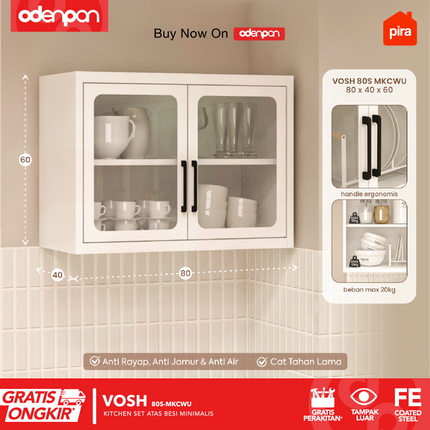 PIRA - VOSH MKCWU Kitchen Set Atas Besi Minimalis Dengan Kaca