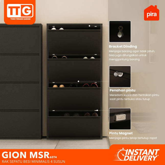 PIRA - GION MSR 65T4 Lemari / Rak Sepatu Besi Minimalis 4 Susun