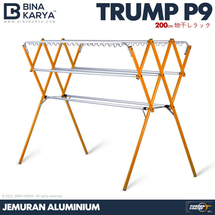 BINA KARYA - TRUMP P9 Jemuran Aluminium Jumbo 9 Palang 200 cm