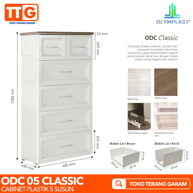 OLYMPLAST - ODC 05 CB Classic Drawer Cabinet Plastik Laci 5 Susun