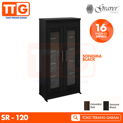 GRAVER - SR 120 Lemari / Rak Sepatu Pintu Kaca 120 cm