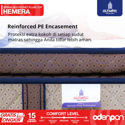 OLYMPIC - SET HEMERA Kasur Pocket Spring Bed Mattress Garansi Plush Top